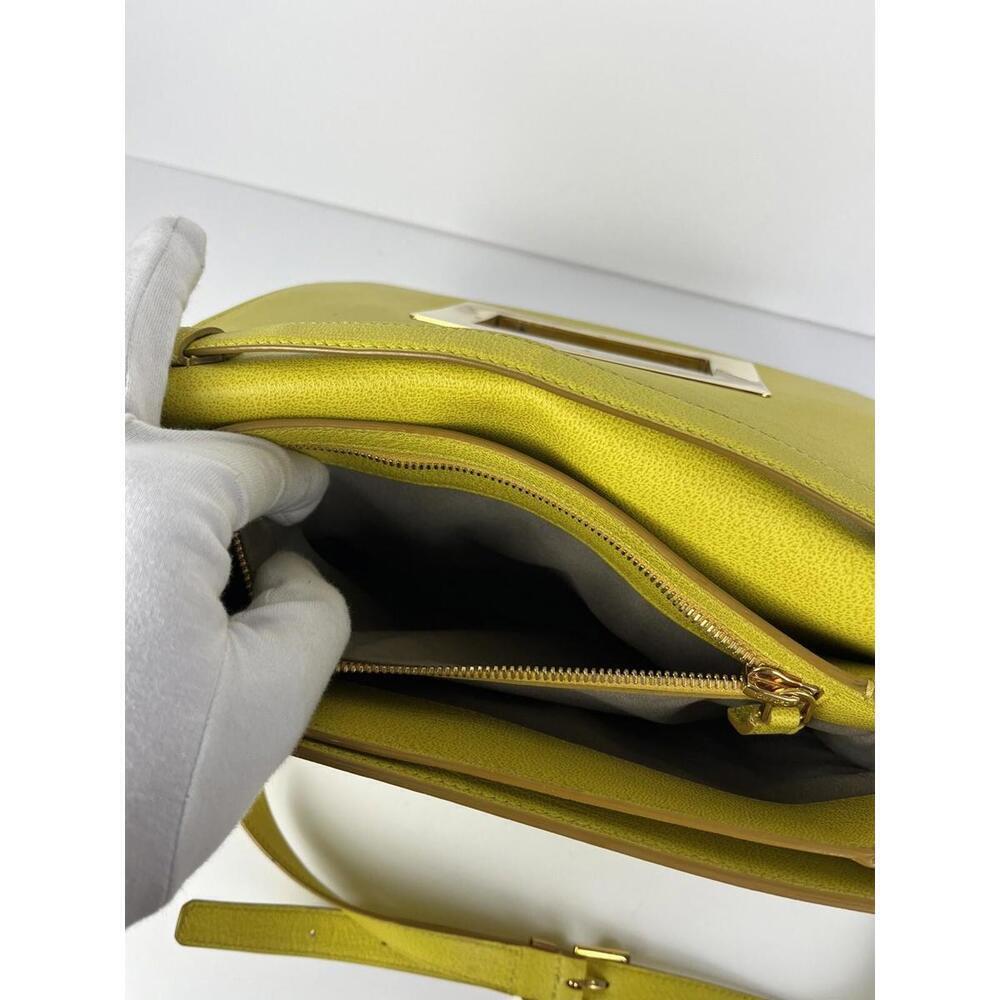 Tom Ford Peccary Suede Chrome Natalia Yellow Shoulder Bag Size Medium - Picture 11 of 13